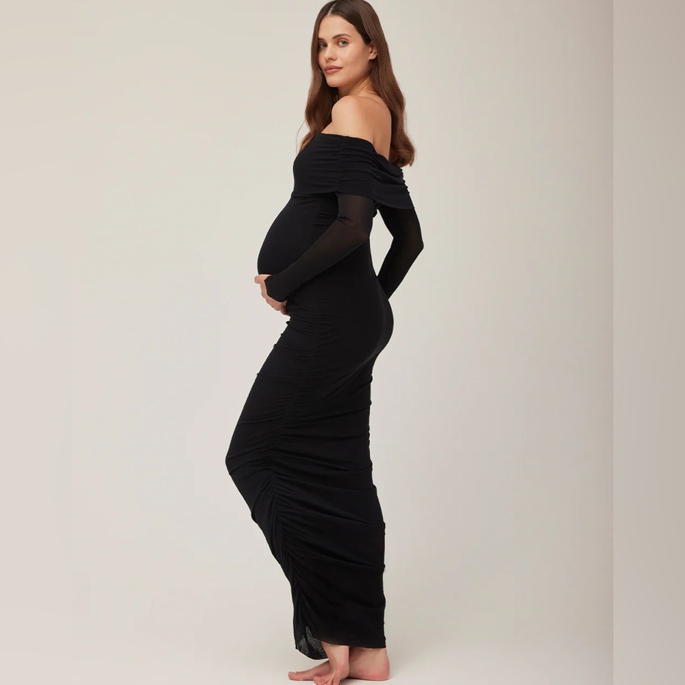 Off The Shoulder Maternity Soft Mesh Dress Size M Bumpsuit